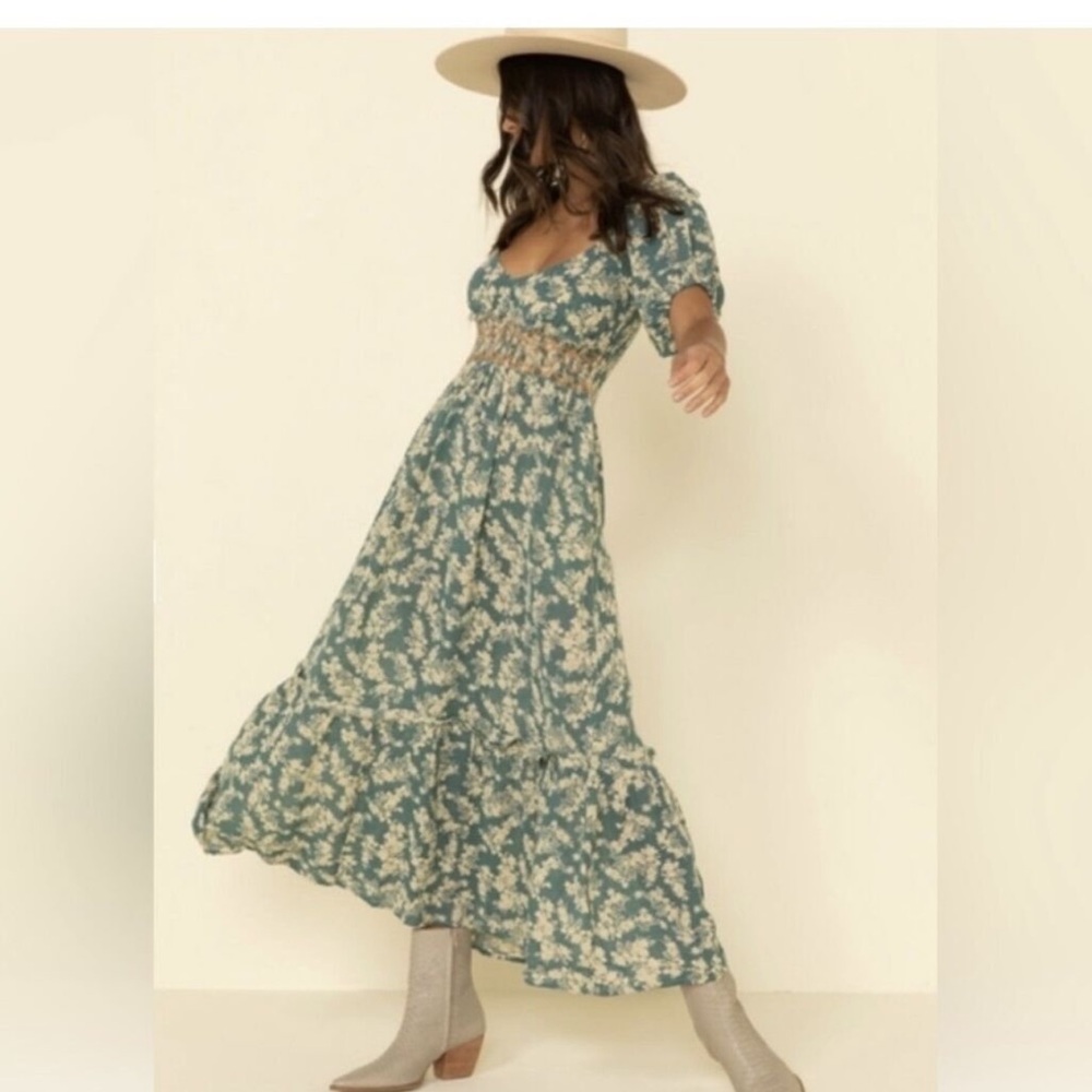 Free People blue floral boho dress
